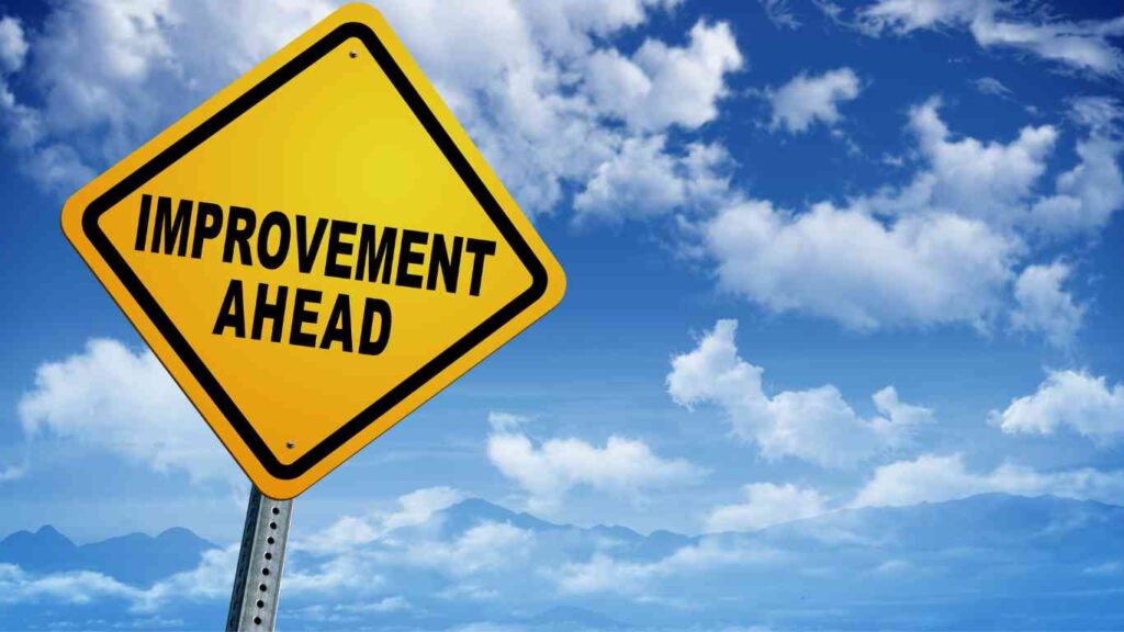 Improvement ahead sign for those who quit alcohol.
